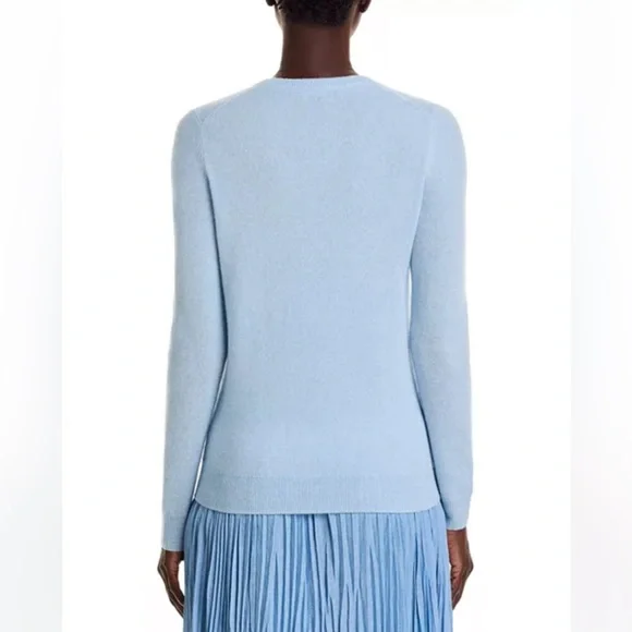 C by Bloomingdale’s 100% Cashmere Light Blue Sweater Size S Ribbed Crewneck - Picture 6 of 11